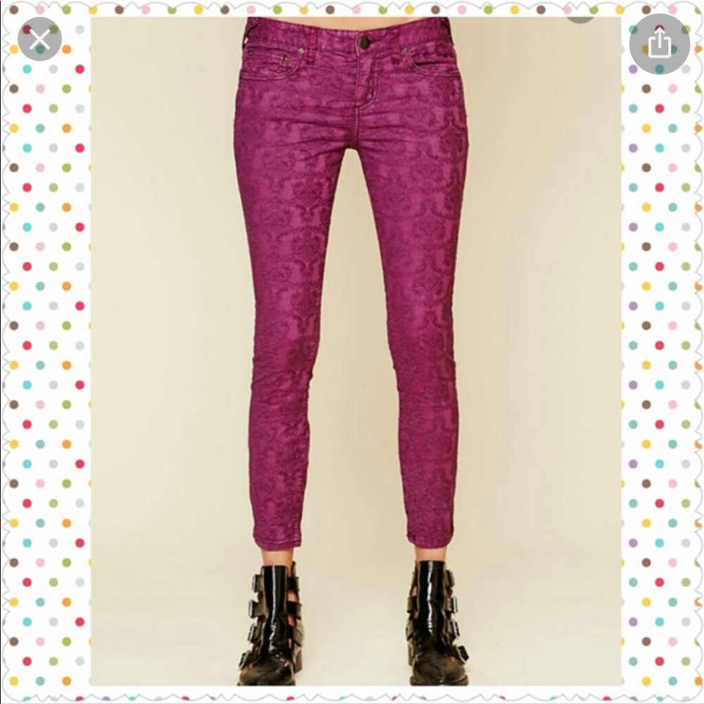 NWT Free People Berry Jacquard Skinny Jeans - 24